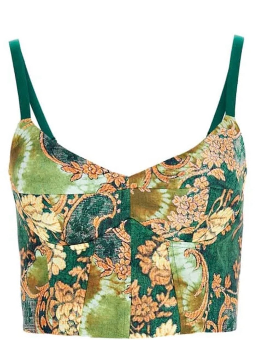 Marciano by Guess heirloom Green Floral Velvet Crop Top corset